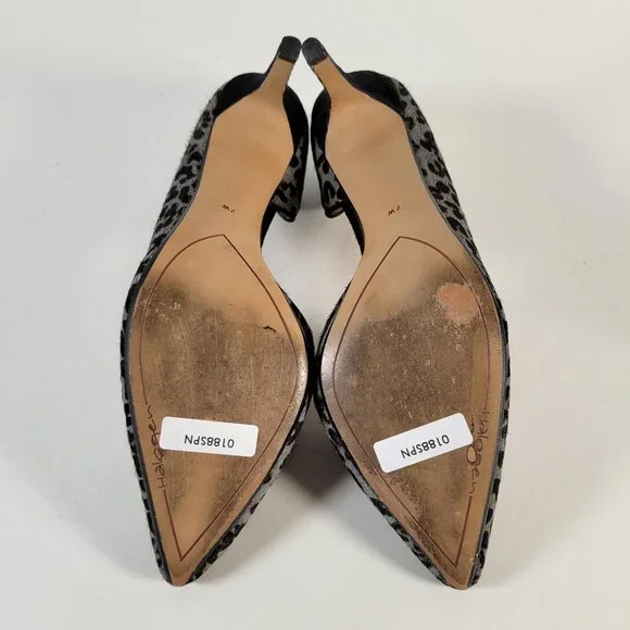 Halogen Gray Animal Print Calf Fur Suede Stiletto Pump Heels Women Size 7W - Picture 7 of 11